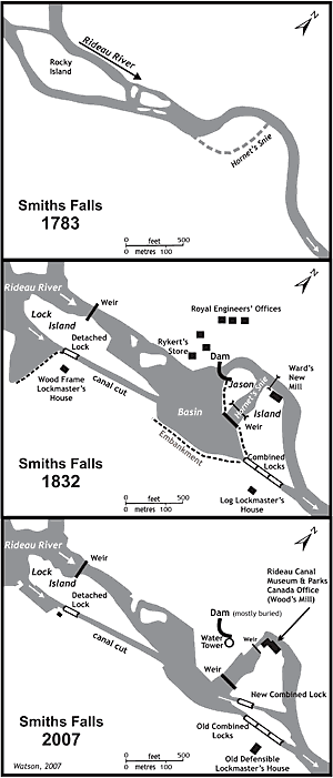 Smiths Falls 1783 to 2007 schematic
