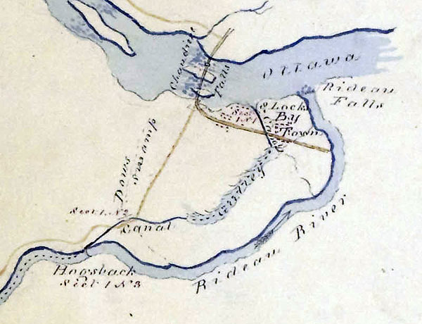 1828 Map of Rideau Canal near Bytown