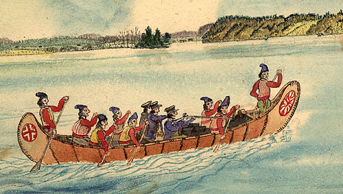 Voyageur Canoe on Upper Rideau Lake c.1830