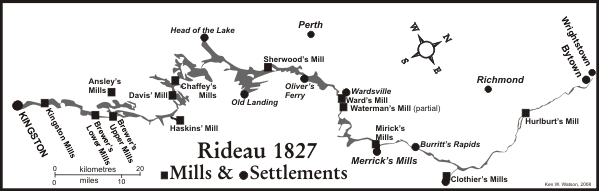 Rideau 1827 - Mills and Settlements