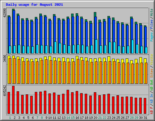 Daily usage for August 2021
