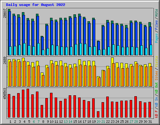 Daily usage for August 2022