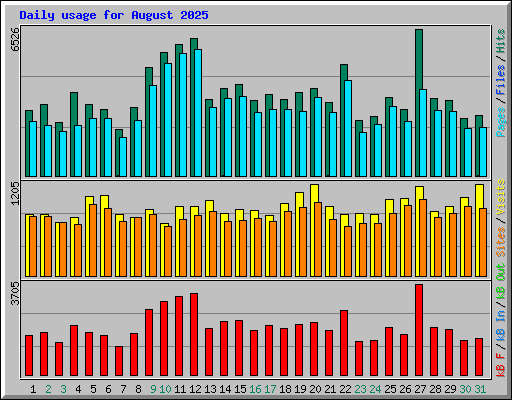 Daily usage for August 2025